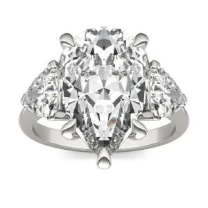 Pear Claw Prong Trillion Three-Stone Exotic Engagement Ring image, 