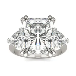 Radiant Claw Prong Trillion Three-Stone Exotic Engagement Ring image, 