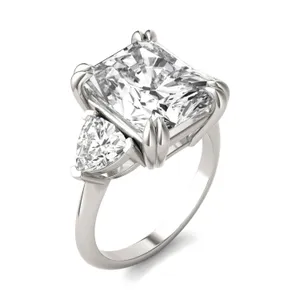 Radiant Claw Prong Trillion Three-Stone Exotic Engagement Ring image, 