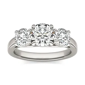 Round Brilliant Classic Trellis Three-Stone Engagement Ring image, 
