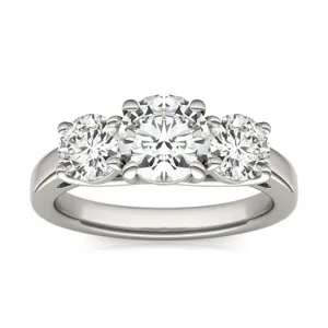 Round Brilliant Classic Trellis Three-Stone Engagement Ring image, 
