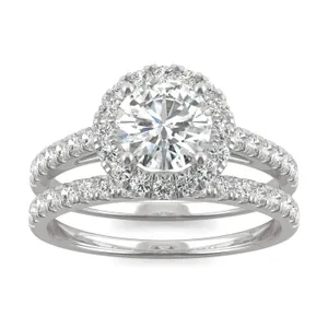Round Brilliant Lifted Halo Bridal Set image, 