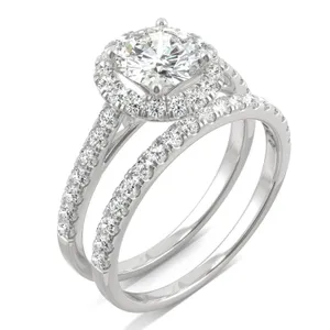 Round Brilliant Lifted Halo Bridal Set image, 