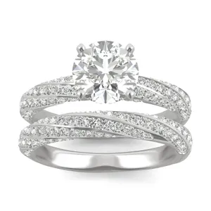 Round Brilliant Pavé Woven Bridal Set image, 