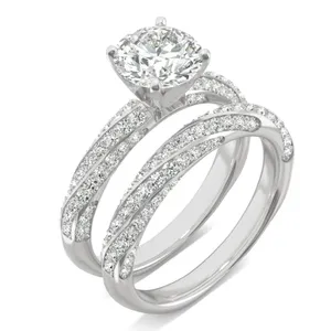 Round Brilliant Pavé Woven Bridal Set image, 