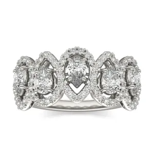 Pear Five-Stone Halo Ring image, 
