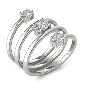 Three-Stone Spiral Statement Ring image, 