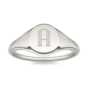 Signature Round Initial Signet Ring image, 