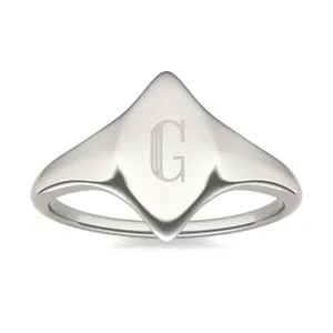 Signature Marquise Initial Signet Ring image, 