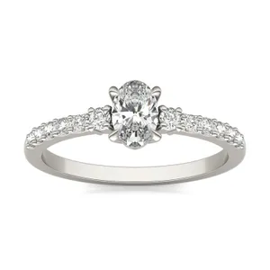 Oval Zelda Accented Three-Stone Ring image, 