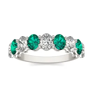 Oval Alternating Emerald Basket Ring image, 