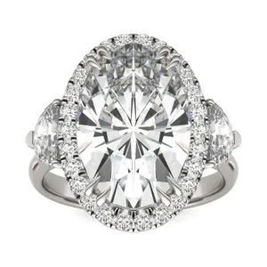 Elongated Oval Luna Halo Exotic Engagement Ring image, 