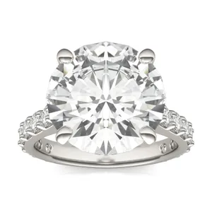 Round Brilliant Claw Prong Cathedral Side-Stone Exotic Engagement Ring image, 