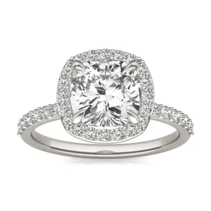 Cushion Custom Halo 1/2 Eternity Engagement Ring image, 