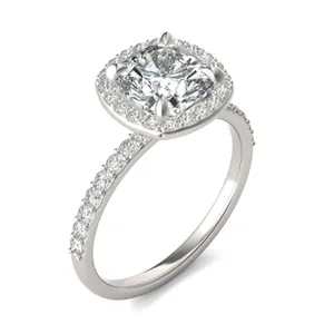 Cushion Custom Halo 1/2 Eternity Engagement Ring image, 
