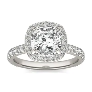 Cushion Custom Halo Bold 3/4 Eternity Engagement Ring image, 