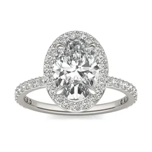 Oval Custom Halo 3/4 Eternity Engagement Ring Setting image, 