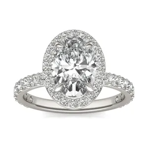 Oval Custom Halo Bold 3/4 Eternity Engagement Ring Setting image, 