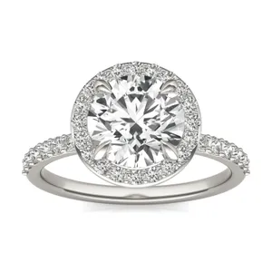 Round Custom Halo 1/2 Eternity Engagement Ring Setting image, 