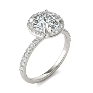 Round Custom Halo 1/2 Eternity Engagement Ring Setting image, 