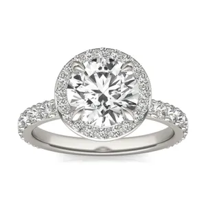 Round Custom Halo Bold 3/4 Eternity Engagement Ring Setting image, 