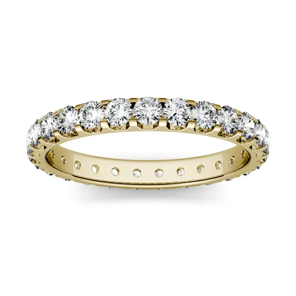 0.96 CTW DEW Round Forever One Moissanite Eternity Band in 14K Yellow Gold