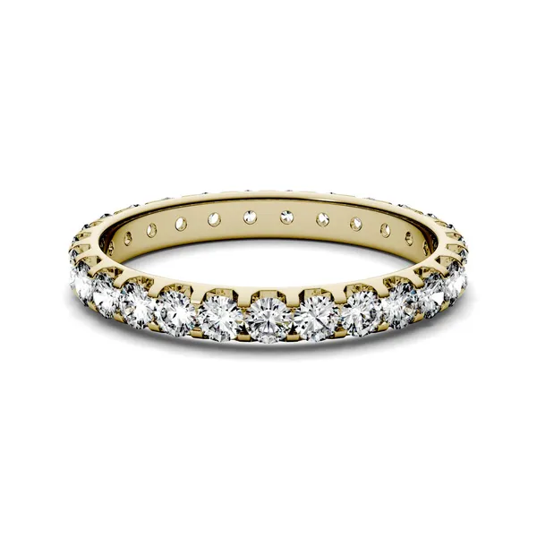 0.96 CTW DEW Round Forever One Moissanite Eternity Band in 14K Yellow Gold