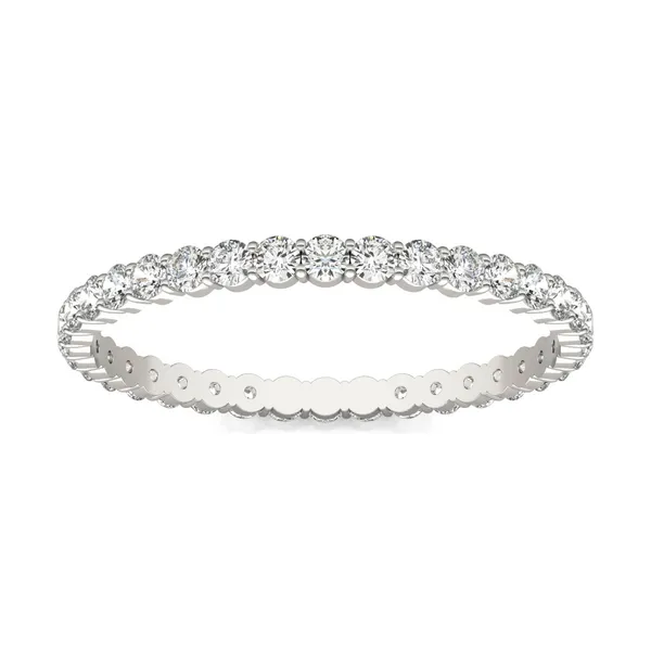 1/2 CTW Round Caydia Lab Grown Diamond Scallop Edge Eternity Band 18K White Gold