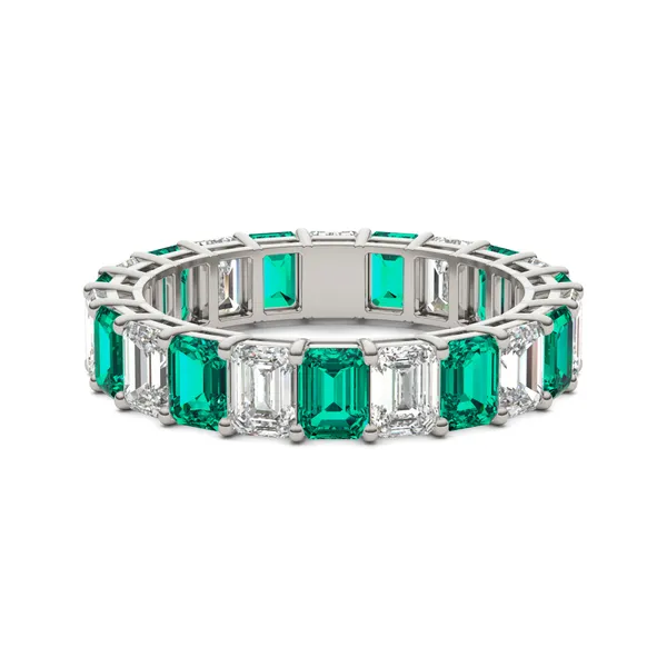 Emerald Alternating Basket Eternity Band