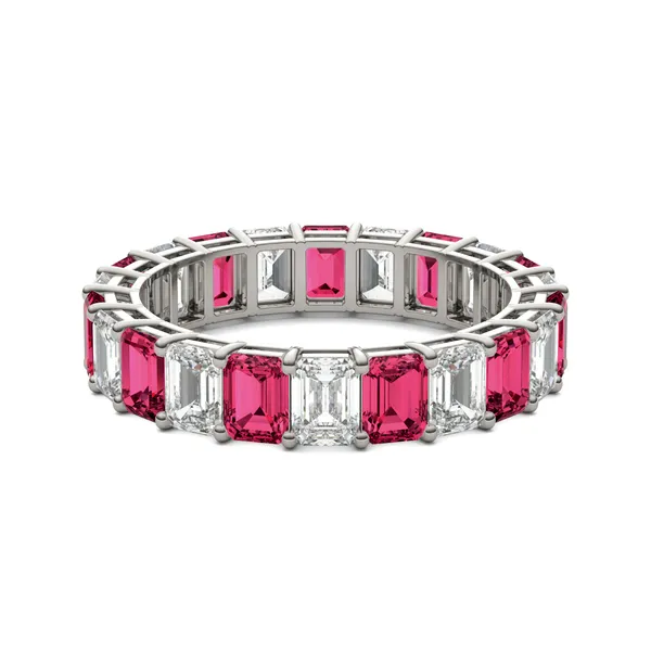 Ruby Alternating Basket Eternity Band
