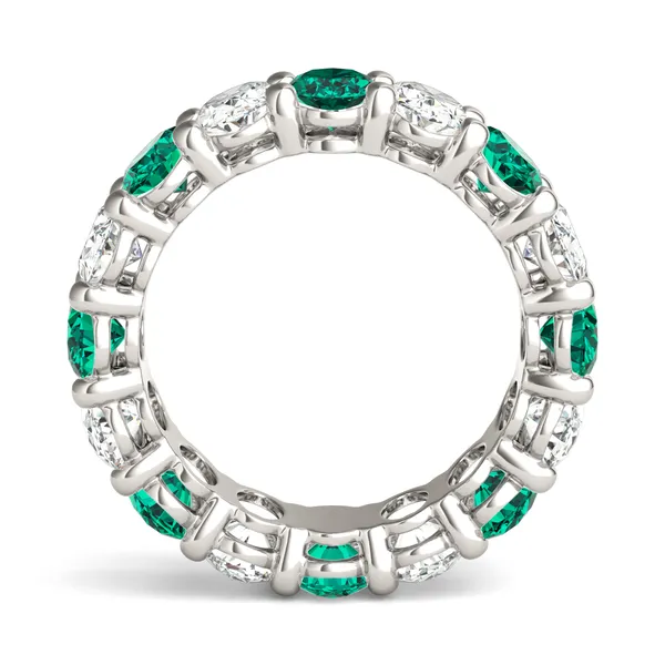 Oval Alternating Basket Emerald Eternity Band