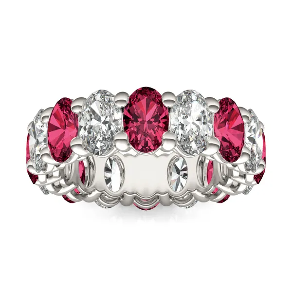 Oval Alternating Basket Ruby Eternity Band