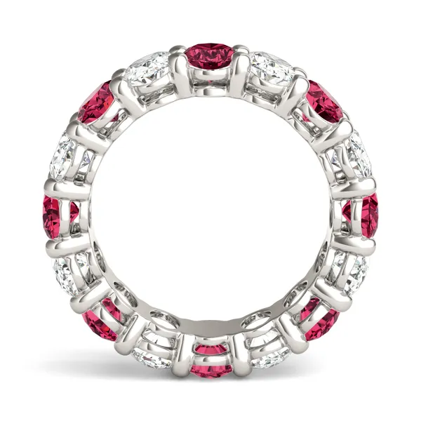 Oval Alternating Basket Ruby Eternity Band