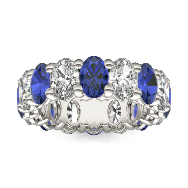 Oval Alternating Basket Sapphire Eternity Band