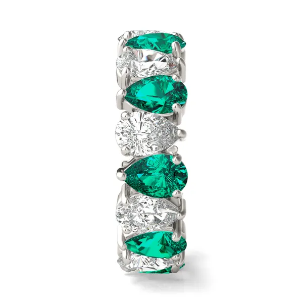 Pear Alternating Emerald Eternity Band