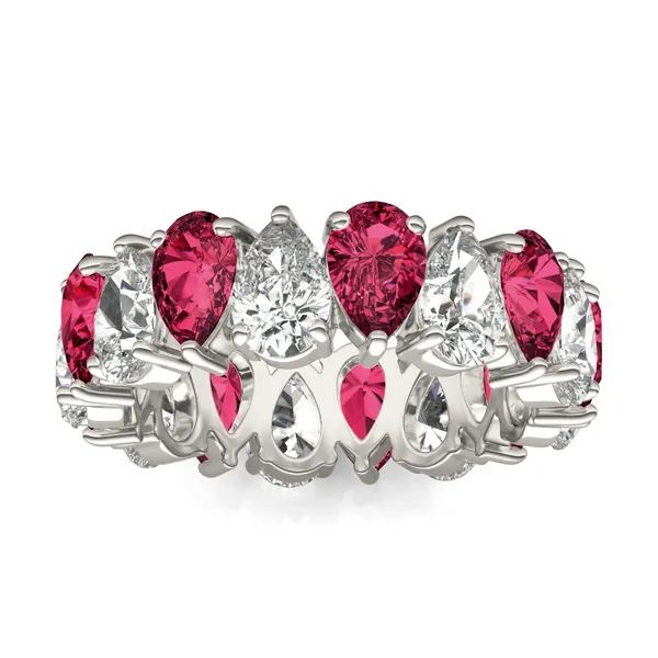 Pear Alternating Ruby Eternity Band