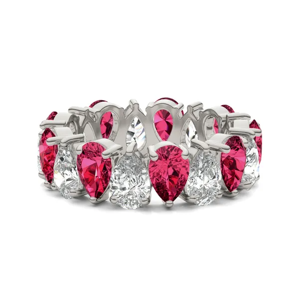 Pear Alternating Ruby Eternity Band
