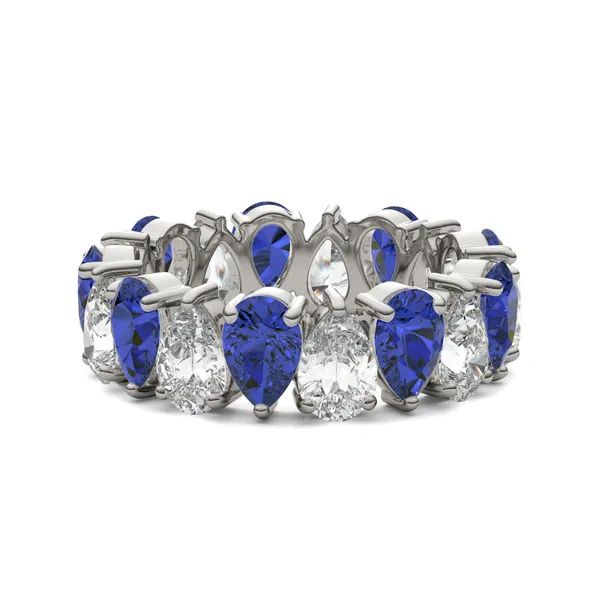 Pear Alternating Sapphire Eternity Band