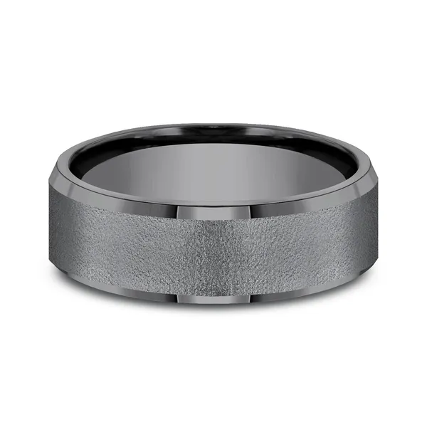 Beveled Edge Textured Men's Wedding Ring