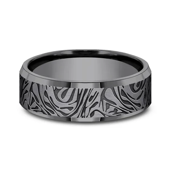 Ember Carved Wedding Ring 7mm