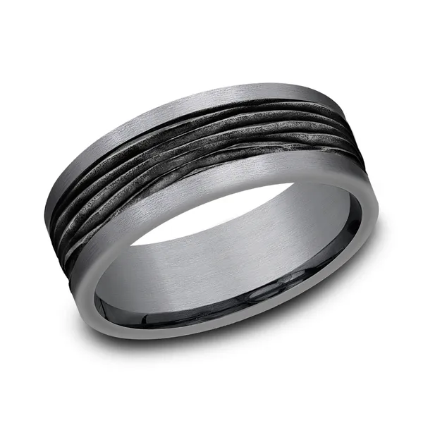 Black Oak Etched Wedding Ring 8mm