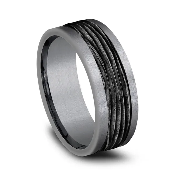 Black Oak Etched Wedding Ring 8mm