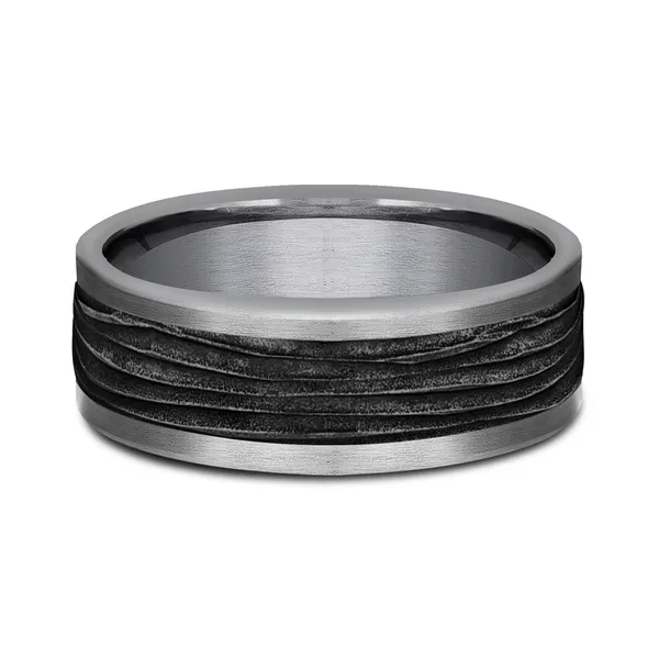 Black Oak Etched Wedding Ring 8mm