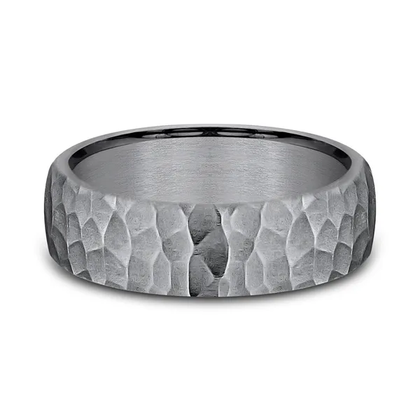 Hammered Grey Tantalum Wedding Ring 6.5mm