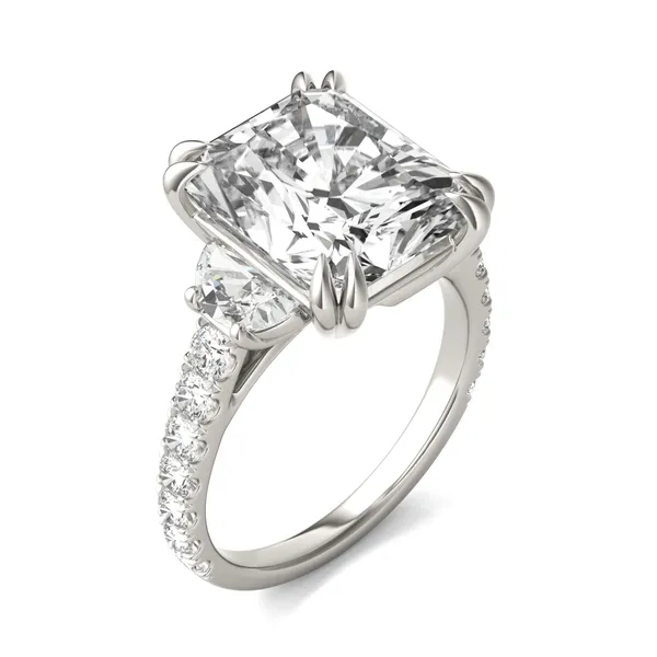 Radiant Solstice Accented Three-Stone Exotic Engagement Ring