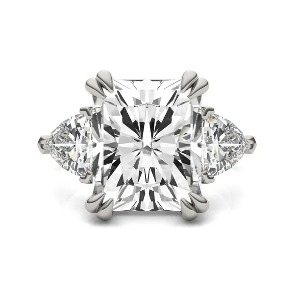 Radiant Claw Prong Trillion Three-Stone Exotic Engagement Ring