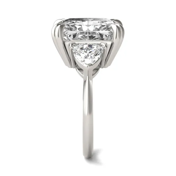 Radiant Claw Prong Trillion Three-Stone Exotic Engagement Ring