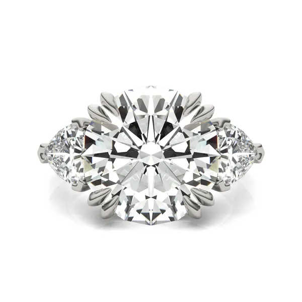 Round Brilliant Claw Prong Trillion Three-Stone Exotic Engagement Ring