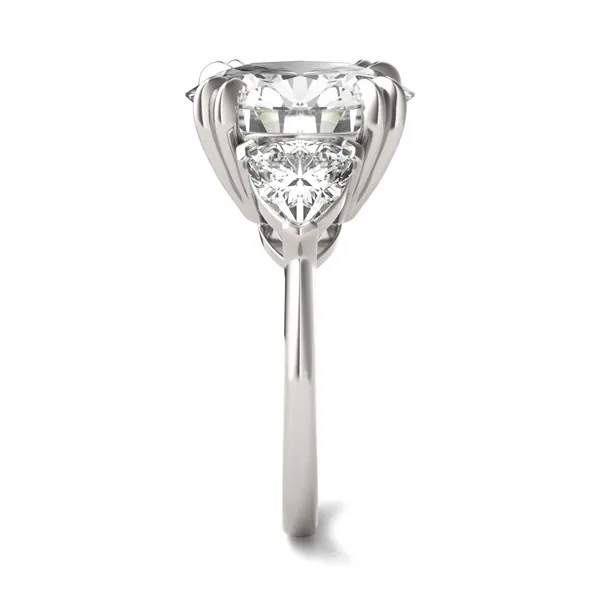 Round Brilliant Claw Prong Trillion Three-Stone Exotic Engagement Ring