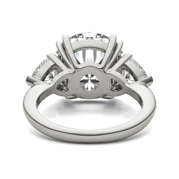 Round Brilliant Claw Prong Trillion Three-Stone Exotic Engagement Ring